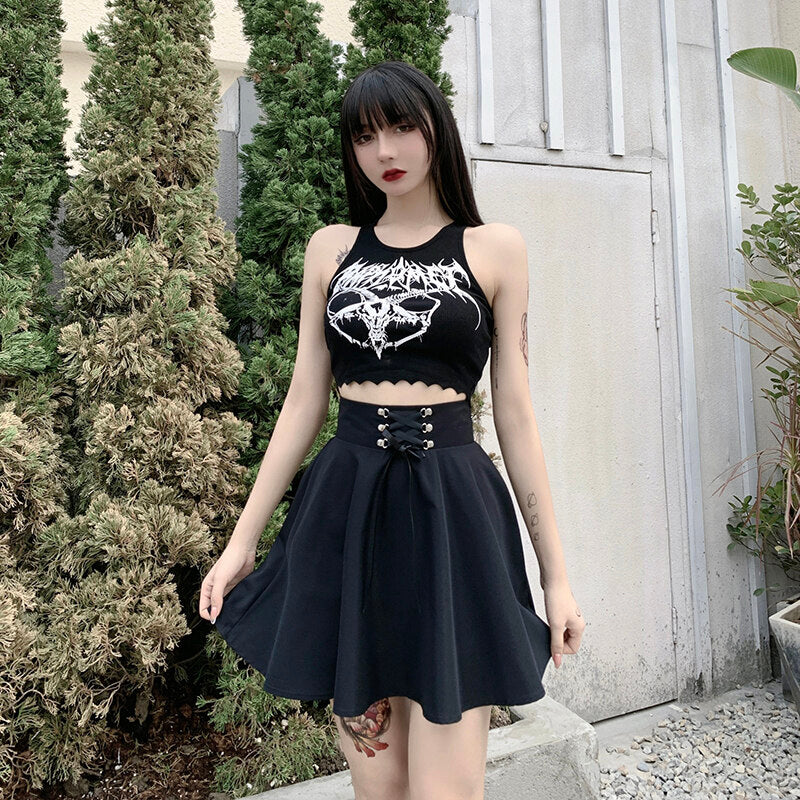Gothic High Waisted School Skirt