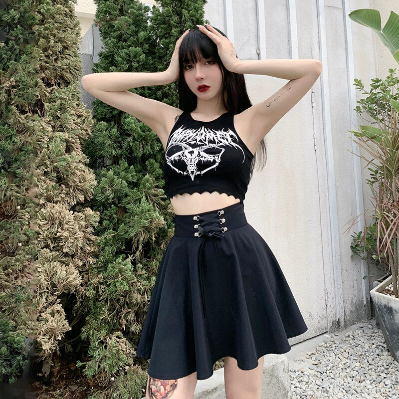 Gothic High Waisted School Skirt