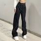 Gothic Black Wide Leg Jeans