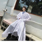 2024 Men's Long Sleeve Black White Rope Shirt Dress - Gothic Kimono