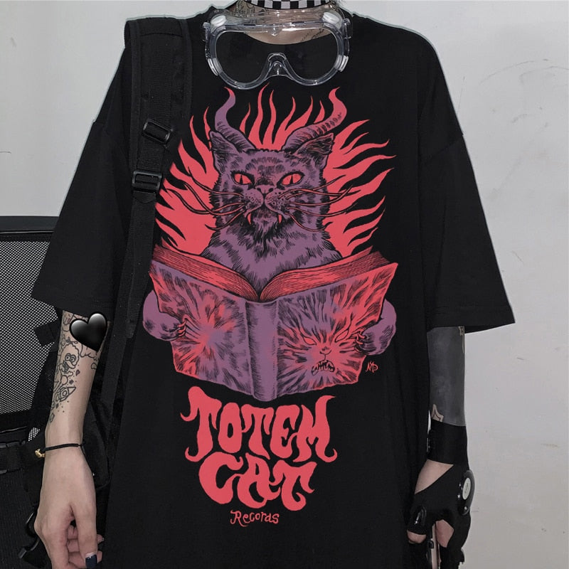 Goth Cat Y2K T-Shirt