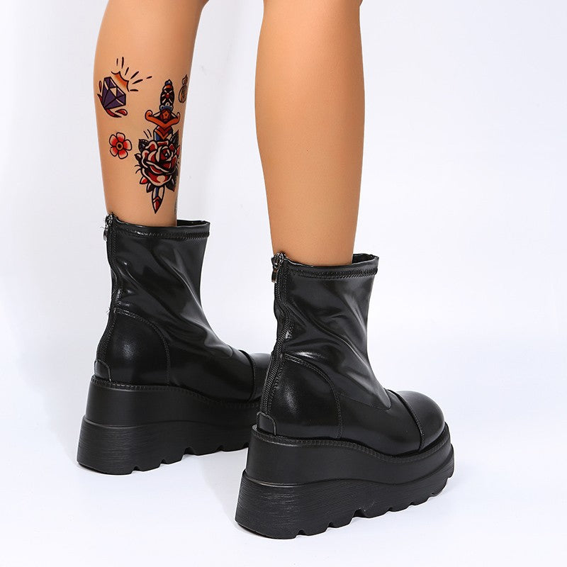 Gothic Winter Wedge Heel Boots
