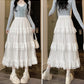 High-Low Gothic Lace Ruffle Skirt High Low Ruched Ruffle Pleated Skirts rok