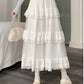 High-Low Gothic Lace Ruffle Skirt High Low Ruched Ruffle Pleated Skirts rok