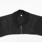 Short Gothic jacket with asymmetrical front and statement metal zippers