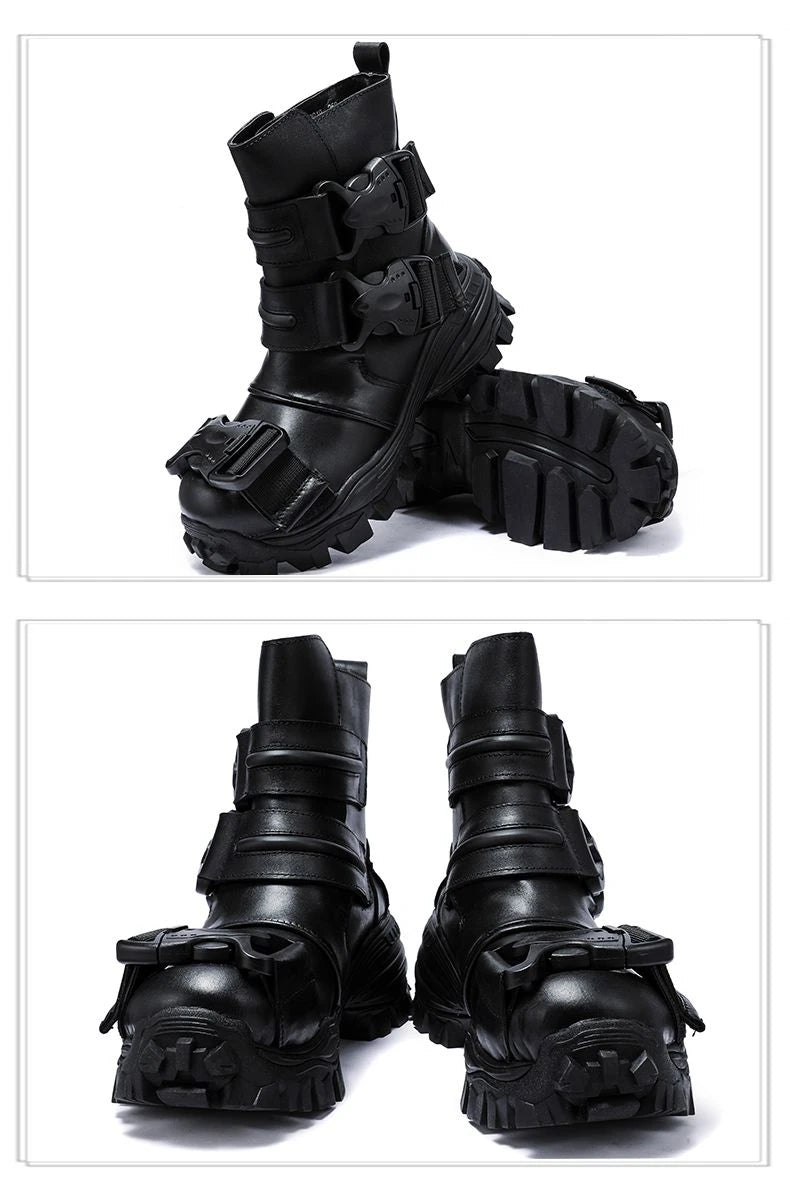 Punk Gothic Leather Motorcycle Boots