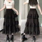 High-Low Gothic Lace Ruffle Skirt High Low Ruched Ruffle Pleated Skirts rok