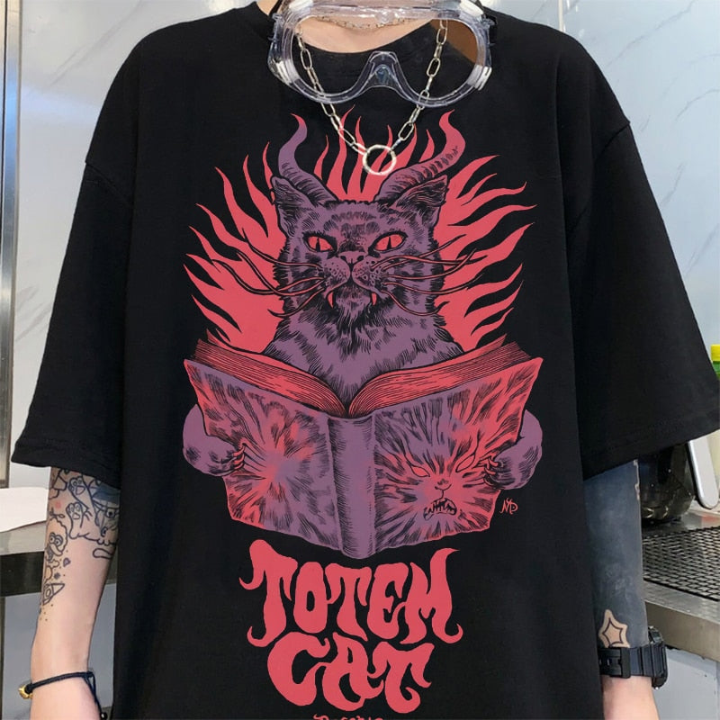 Goth Cat Y2K T-Shirt
