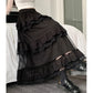 High-Low Gothic Lace Ruffle Skirt High Low Ruched Ruffle Pleated Skirts rok