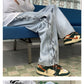 Denim Pants with a loose fit and vintage aesthetic for a nostalgic vibe"