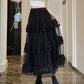 High-Low Gothic Lace Ruffle Skirt High Low Ruched Ruffle Pleated Skirts rok