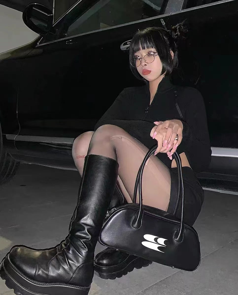 Gothic Winter Wedge Heel Boots