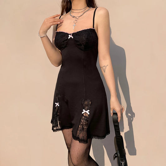 Black Gothic Lolita Style Mini A-line Dress for Women