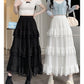 High-Low Gothic Lace Ruffle Skirt High Low Ruched Ruffle Pleated Skirts rok