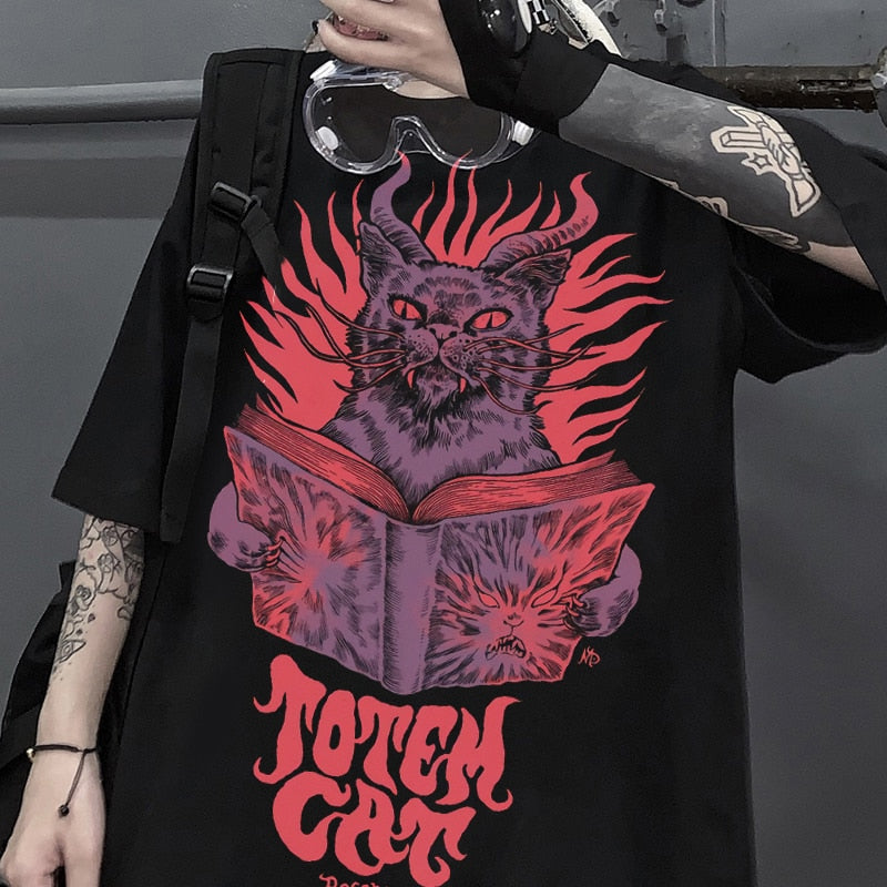 Goth Cat Y2K T-Shirt