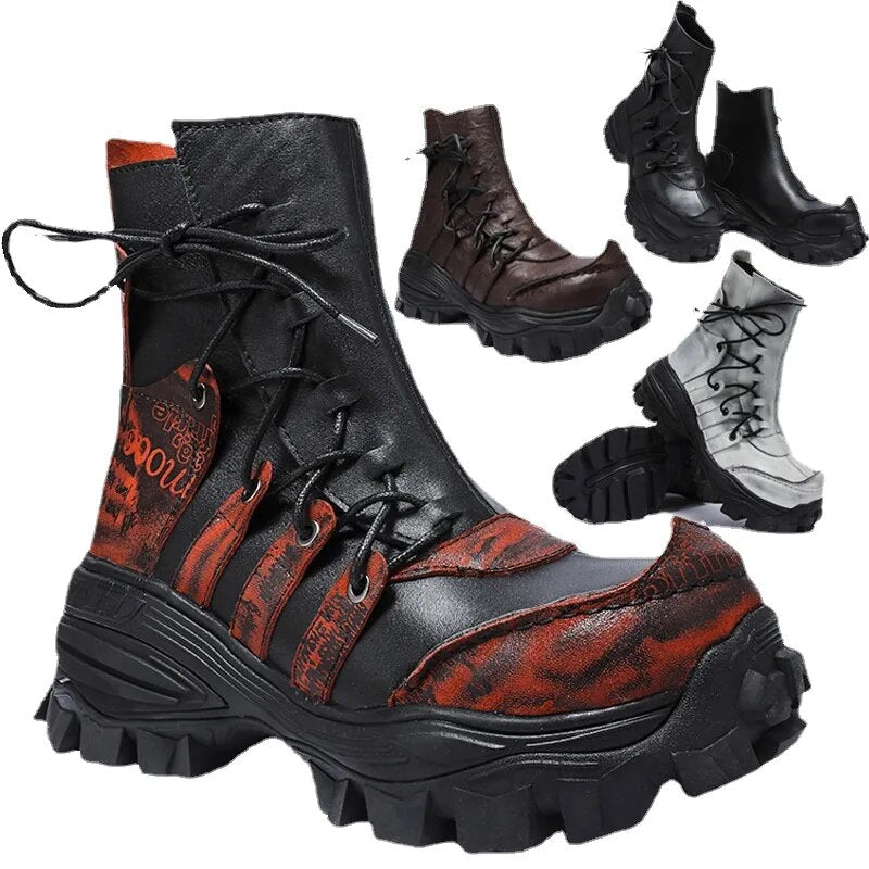 Retro Punk Style Platform Men's Riding Boots