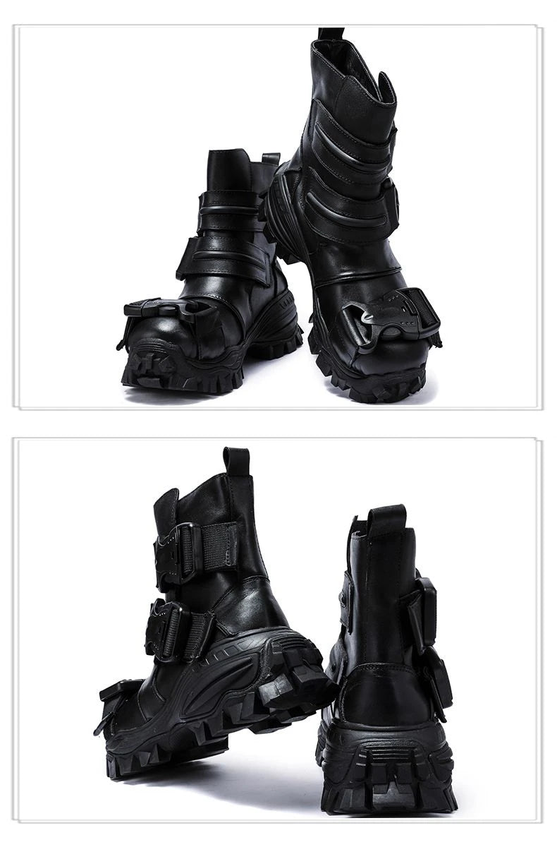 Punk Gothic Leather Motorcycle Boots