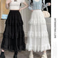 High-Low Gothic Lace Ruffle Skirt High Low Ruched Ruffle Pleated Skirts rok