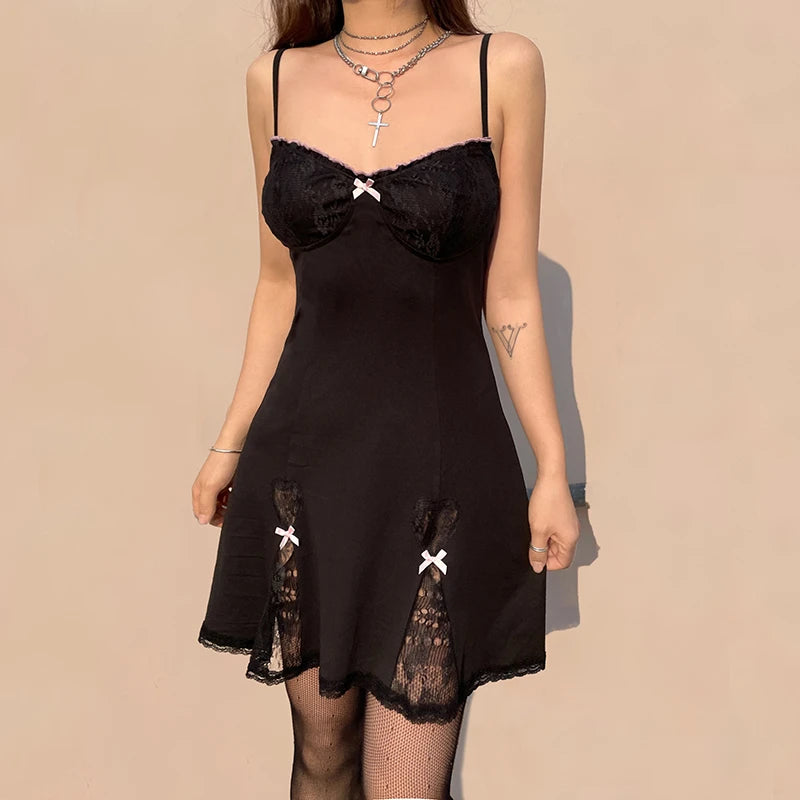 Black Gothic Lolita Style Mini A-line Dress for Women