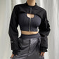 Women's Gothic jacket with short hem and belted waist for a bold look