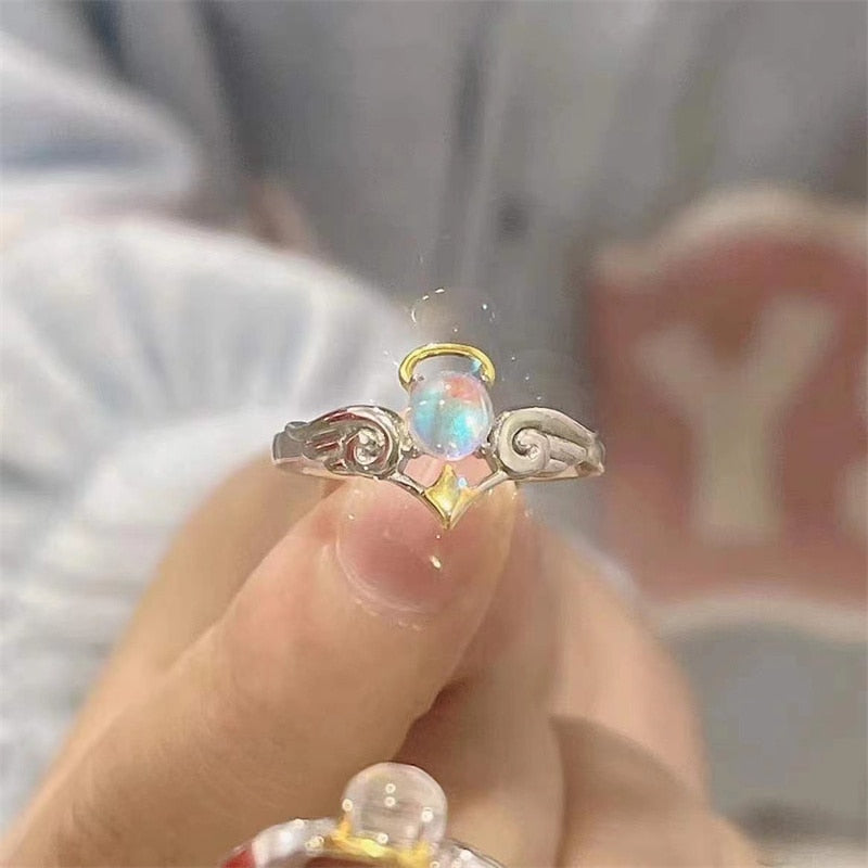 Finger Rings for Couples-Romantic Angel and Demon Wings