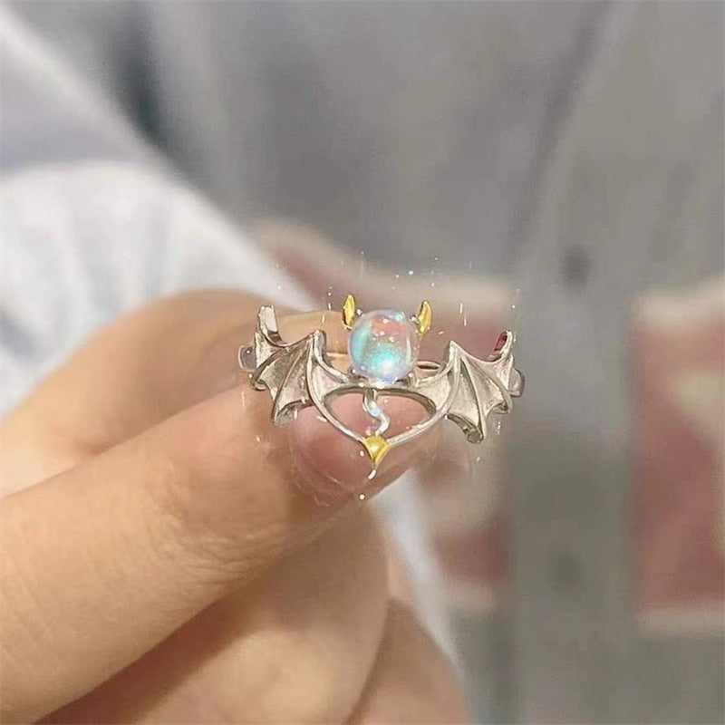 Finger Rings for Couples-Romantic Angel and Demon Wings