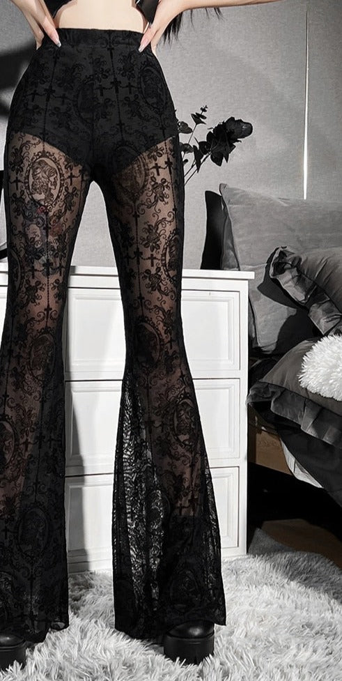 Gothic Black Flare Pants