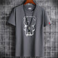 Gothic oversized top in white with a prominent anime man print"