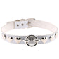 Gothic White Leather Choker Necklace with Multiple Spikes and Pendant Designs
