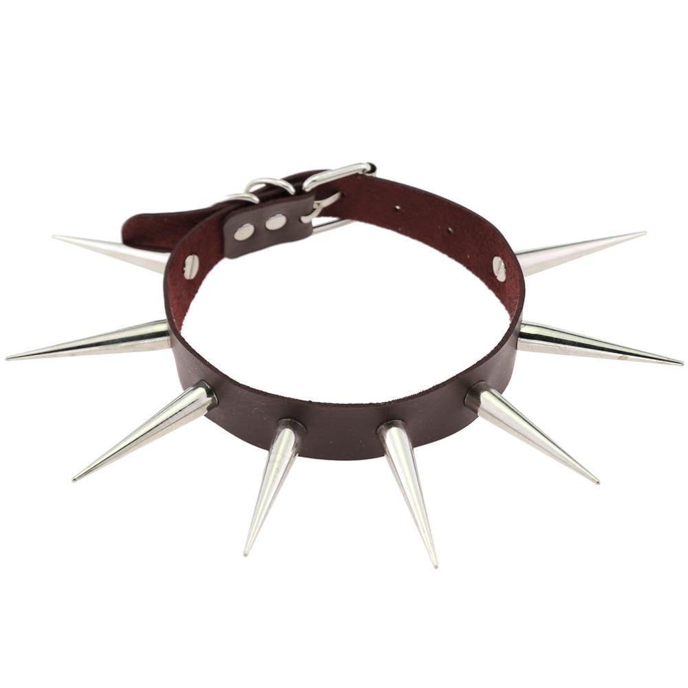 Gothic Choker Necklace - Big Long Spikes with Rivets