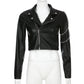 Gothic Faux Leather Cropped Jacket with Chains