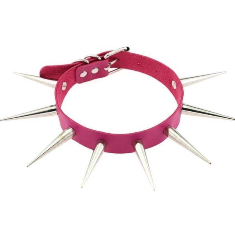 Gothic Long Spike Choker Necklace with Rivets