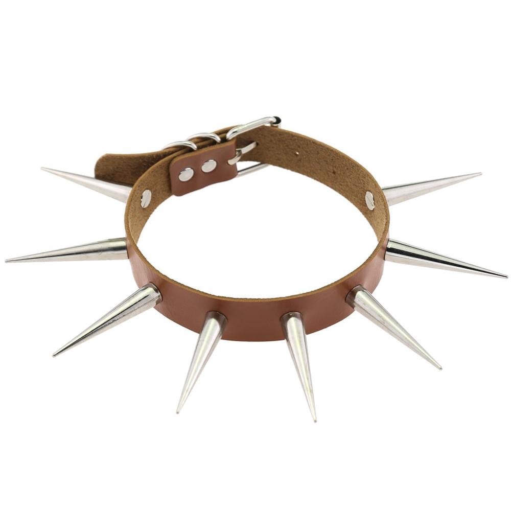 Gothic Choker Necklace - Big Long Spikes with Rivets