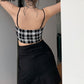 Alternative Style Plaid Camisole Set - Make a fashion statement with this alternative-style two-piece set, featuring a plaid camisole and skirt.