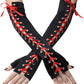 Punk Elbow-Arm Warmer Gloves with Fishnet Mesh and Laces