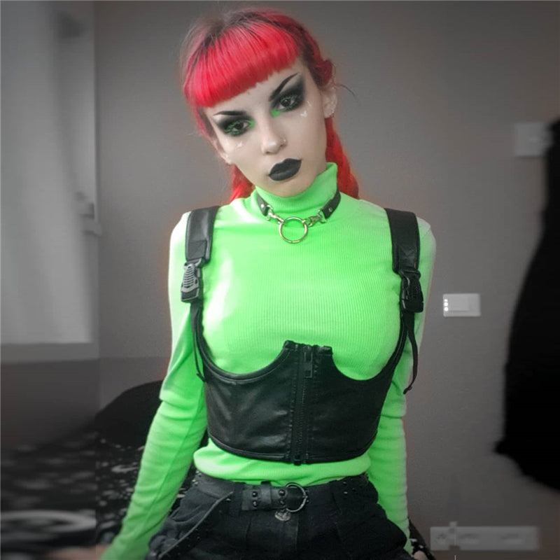Punk PU Leather Crop Top