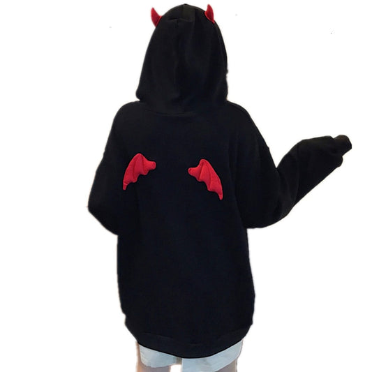 Gothic Hoodie with Little Devil Horns
