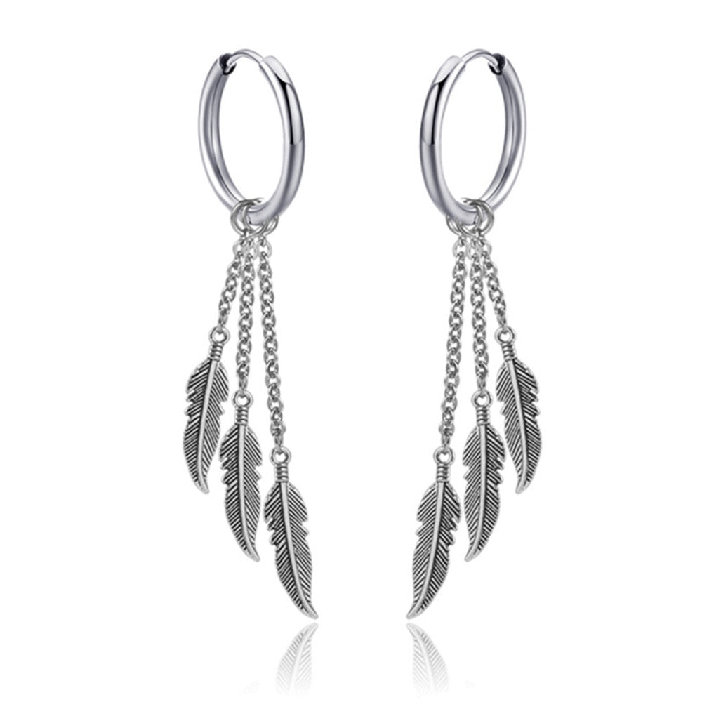 Gothic Chain Hoop Earrings with Multiple Pendant Designs