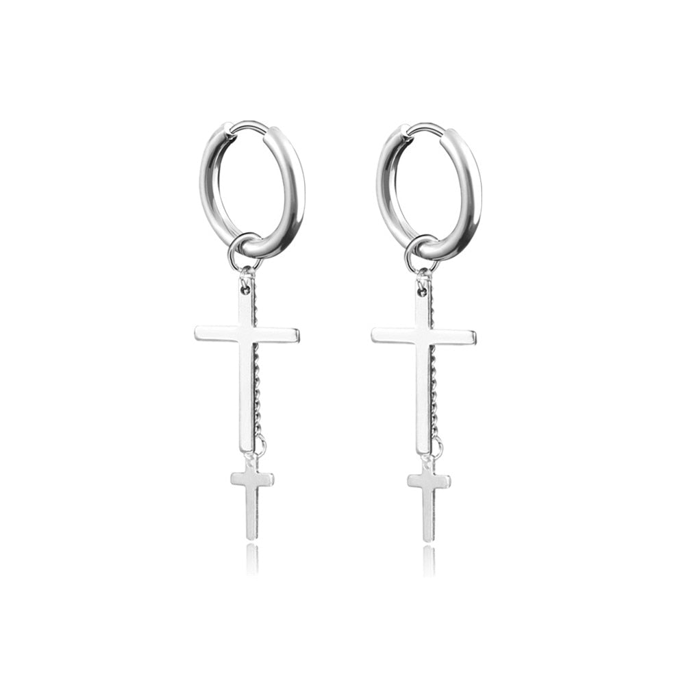 Gothic Chain Hoop Earrings with Multiple Pendant Designs