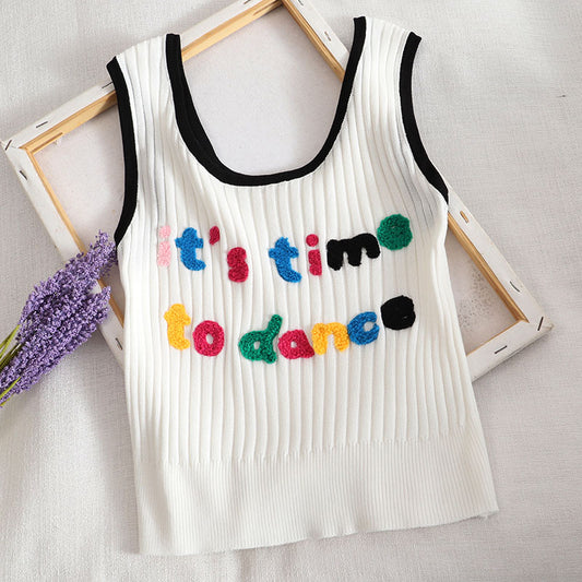 Gothic Tank Top with Embroidered Letters