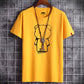 "White O-neck shirt with an oversized silhouette and anime man graphic