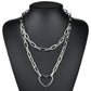 Hip Hop Multi Layers chain necklace with heart lock