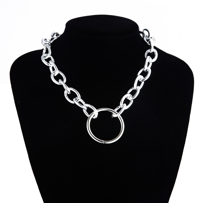 Gothic Choker Necklace - Chunky Chain with Multiple Pendant Options