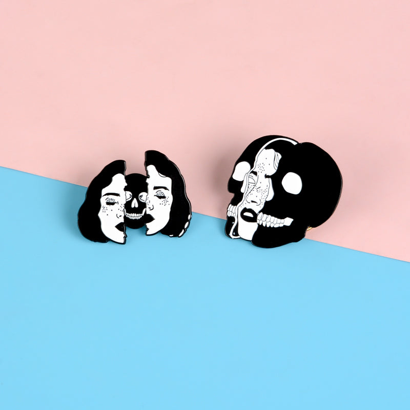 Gothic Skull Face Puzzle Lapel Pin