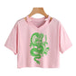 Gothic Streetwear Crop Top With Dragon