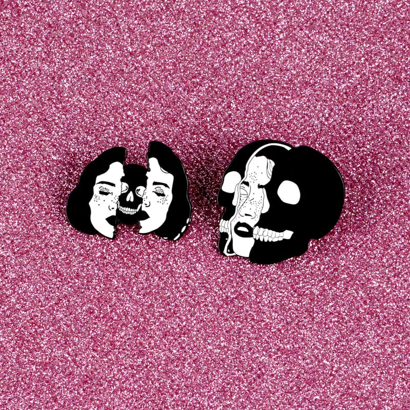 Gothic Skull Face Puzzle Lapel Pin
