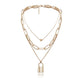 Hip Hop Multi Layers chain necklace with heart lock
