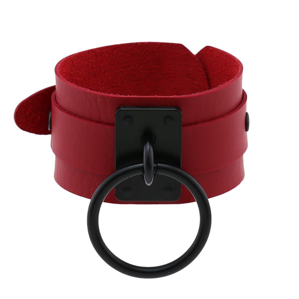 Gothic Leather Wristband with Circle Pendant