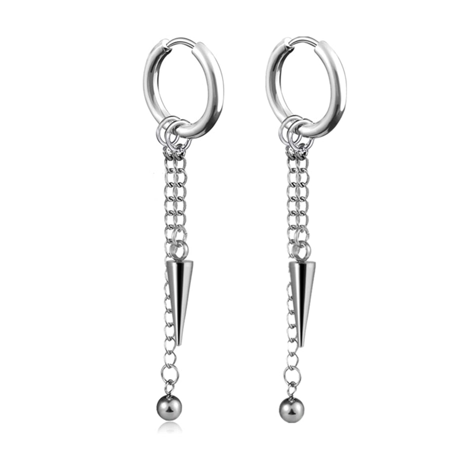 Gothic Chain Hoop Earrings with Multiple Pendant Designs