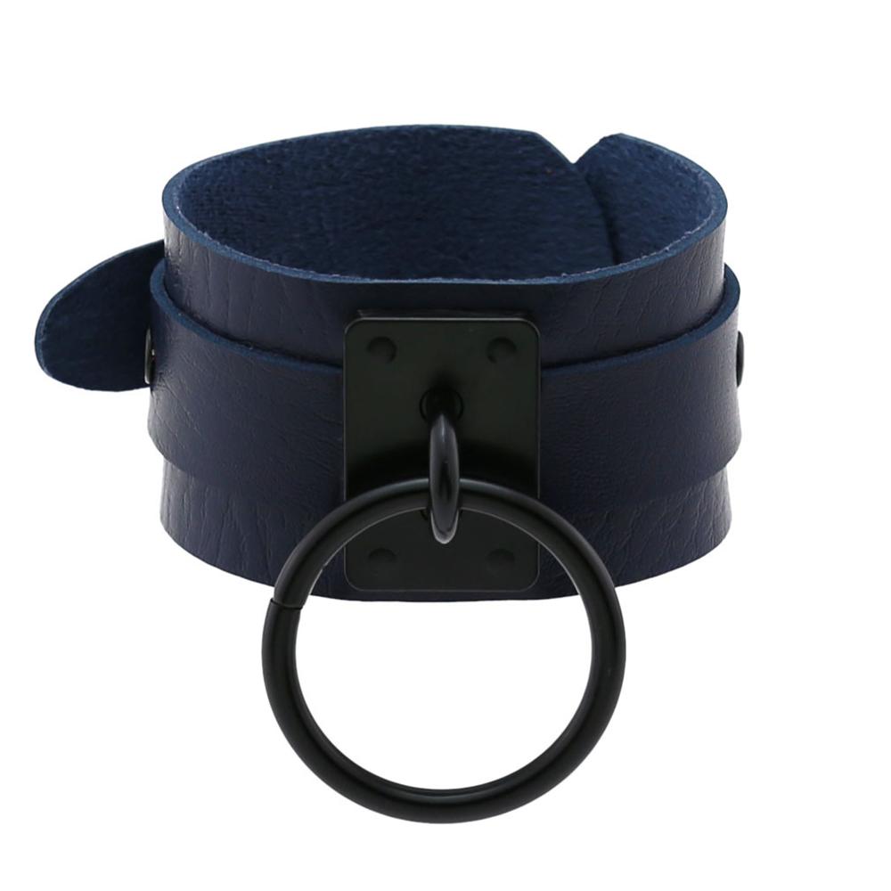 Gothic Leather Wristband with Circle Pendant